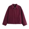 Women's Faux Leather Stand Collar Zip Front Jacket, Cropped Bomber Style