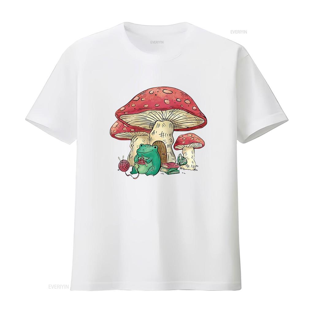 Frog And Mushroom House Toad Knitting Cute Raglan Baseball T Shirt Black 3X Large Vintage Washed Homme Slightly Soft Versatile