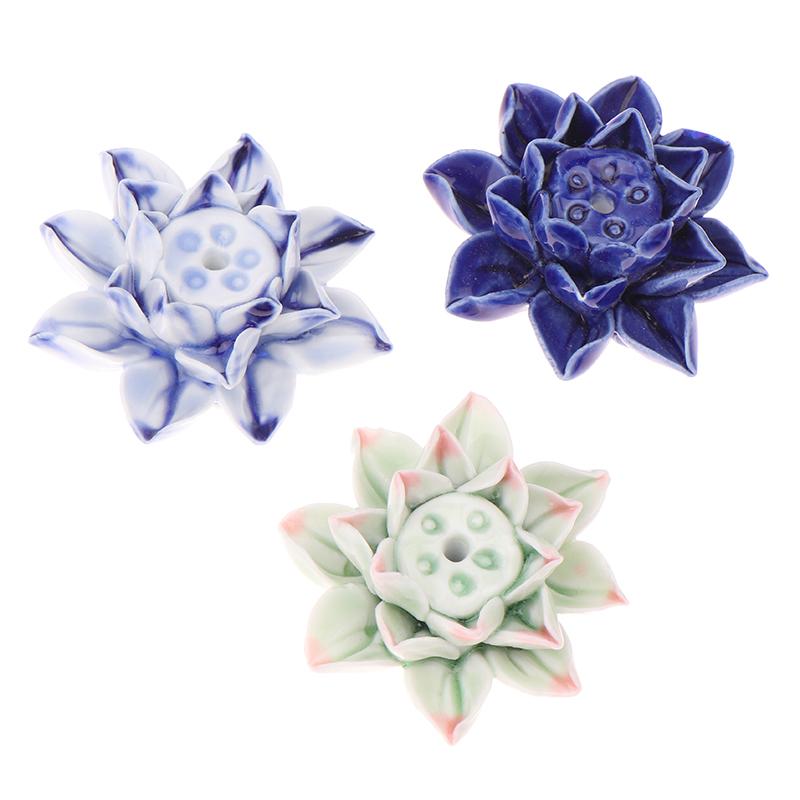 Ceramic Incense Burner Lotus Incense Stick Holder Ceramics Nasturtium Sandalwood Incense Burner For Home Office Decoration