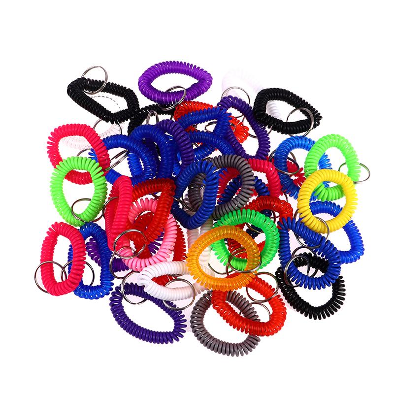 10Pcs Multipurpose Stretchable Wristband Keychain Spring Flexible Spiral Elastic Band Bracelet Key Holder Ring For Sauna Gym Outdoor Sports Hair Rings