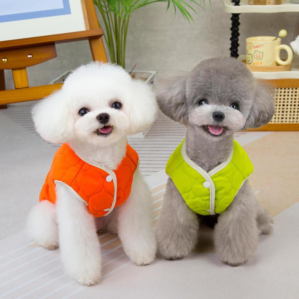Quilted Cotton Vest for Small Dogs and Cats - Two-Legged, Leash-Attachable Winter Apparel.