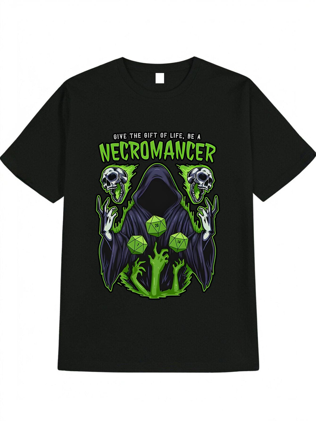 

Necromancer Pattern T-shirt Men s Fashion Casual Wear Short-sleeved Loose and Comfortable T-shirt Daily Men s Clothing S