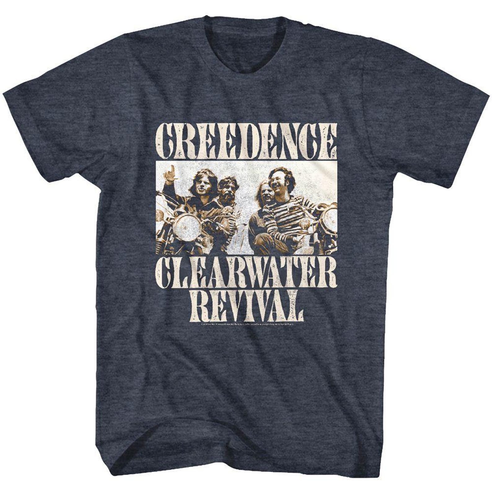 Creedence Clearwater Revival Bikes Photo Navy Heather Adult T-Shirt S