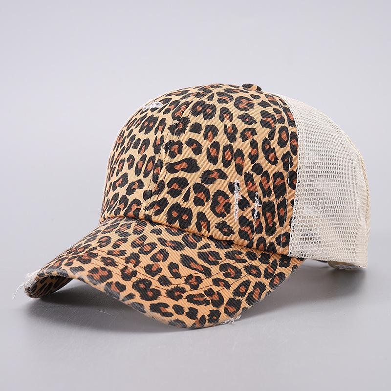 1 Women'S Sexy Leopard Print With Ponytail Baseball Cap, Suitable For Street Outdoor Leisure