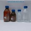 Blue Cap GL45 Threaded Glass Reagent Bottle - Transparent, Brown, Round with Scale, Sealed Sampling Lab Bottle
