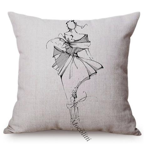 Sketch Hand-Painted Woman Portrait Cotton Linen Throw Pillow Case Fashion Girl Room Sofa Decoration Cushion Cover Cojines