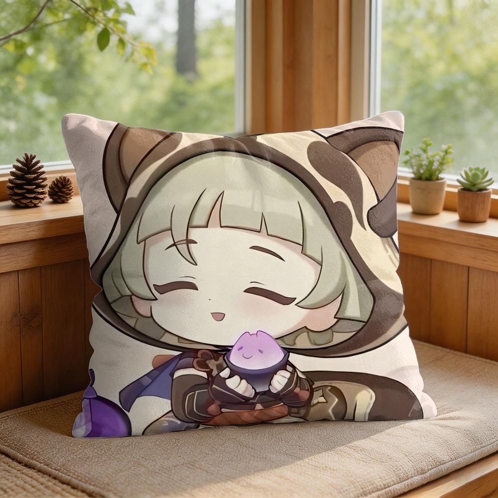 Sayu Genshin Impact Cute Cushion Cover Square Short Plush Pillow Case Living Room Sofa Home Decor Funda X
