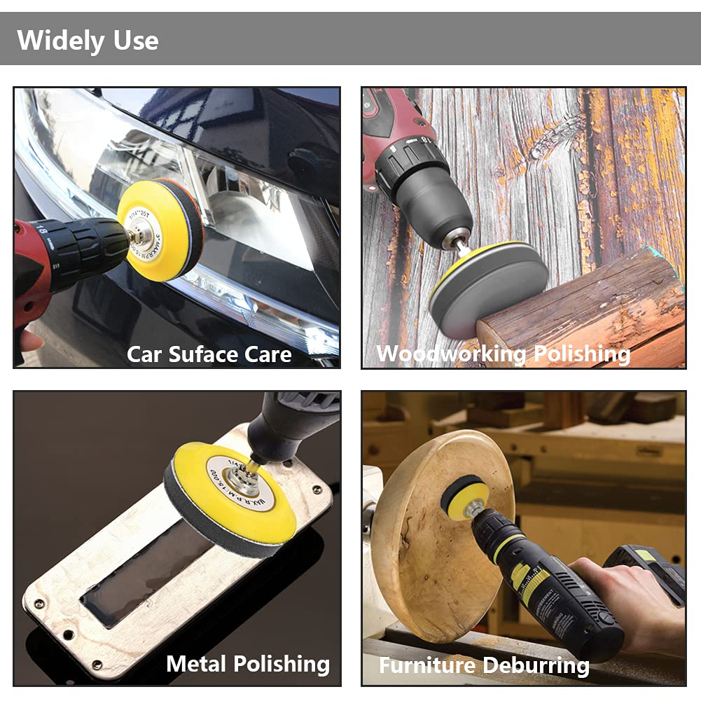 Yakamoz 2 Pack 3-Inch Hook And Loop Sanding Backing Pad With 1/4 Inch Shank And Soft Foam Layer Buffering Pad Polishing Tool Kit For Drill Air Die