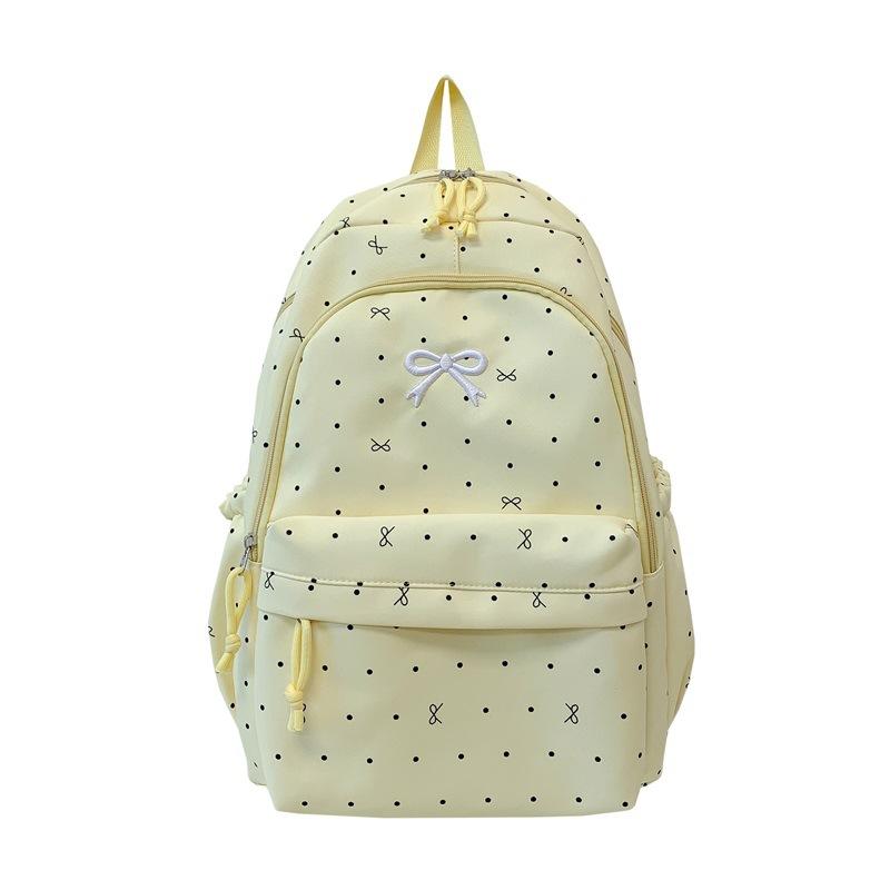 Schoolbag new Japanese high-value female junior high school students class schoolbag polka dot bow student versatile backpack