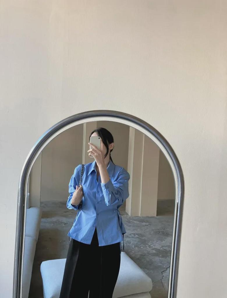Spring 2024 Korean Loose-Fit Strap Long-Sleeve Shirt for Women - Trendy and Versatile