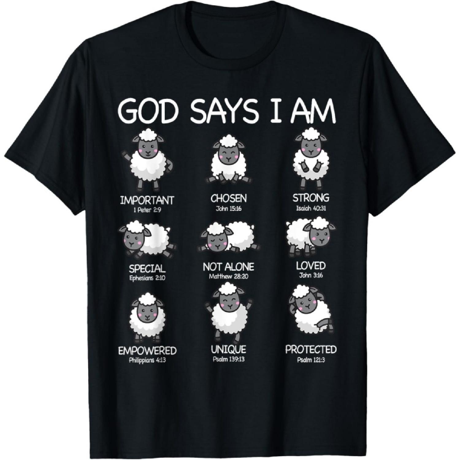 God Says I Am Cute Sheep Bible Verse Kids Toddler Girls T-Shirt(1) S