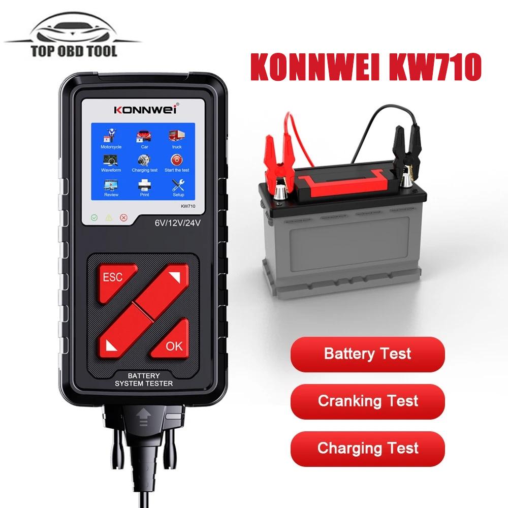 

KONNWEI KW710 Car Battery Tester 6V/12V/24V 100-2000CCA Battery Analyzer Load Tester Charging System Automotive Diagnostic Tool чорний