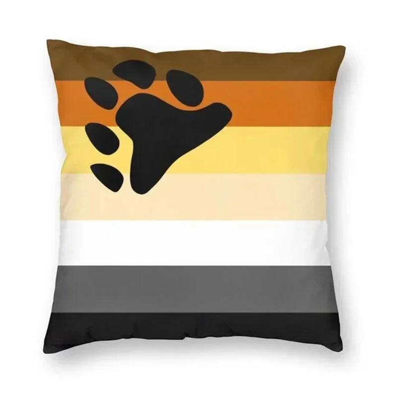 Rainbow Bear Paw LGBT Print Pillow Cover Gay Pride Rainbow Flag Cushion Cover  for Living Room Home Decor