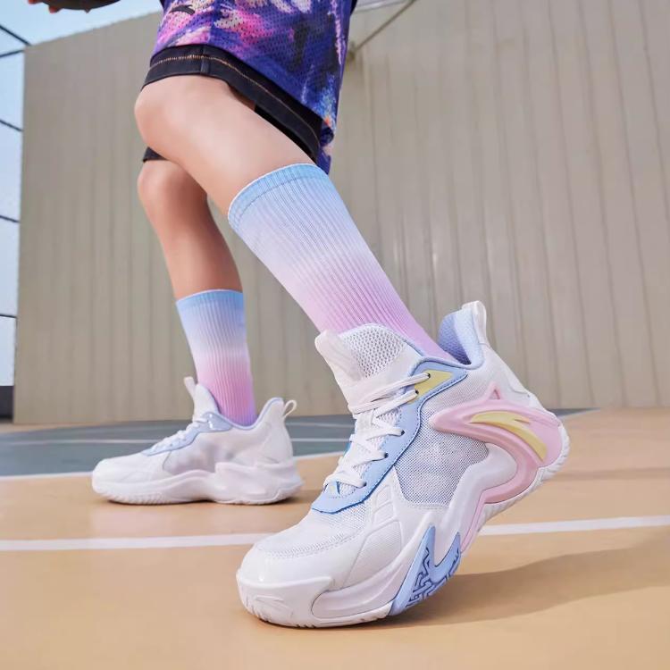 ANTA Women's Kuangchao Professional Basketball Shoes White Blue Pink Yellow A312421105-2