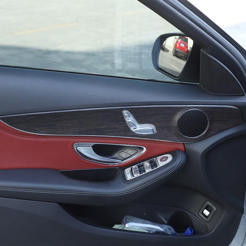 För Mercedes-Benz C-klass GLC W205 C180 2015- ABS Kolfiber Bilinteriör Dörrdekorationspanel Skyddslister Tillbehör
