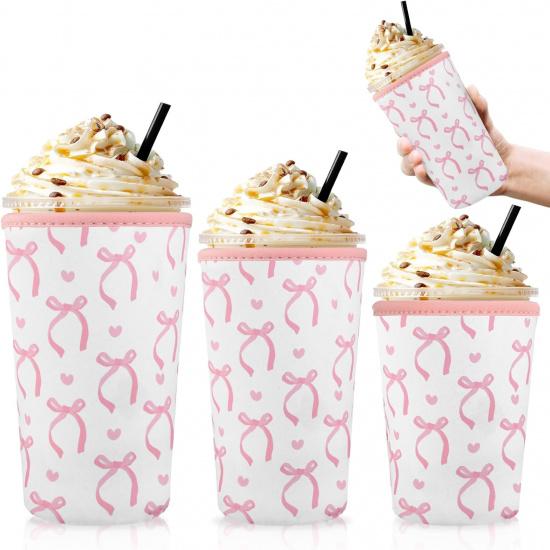 3 Pack Reble Iced Coffee Cup Sleeve ulated Neoprene Cup Holder for Iced & Hot Drinks Pink Coquette Bow Coffee Sleeve for Cold Beverages(Pink Bow) Bow and Heart
