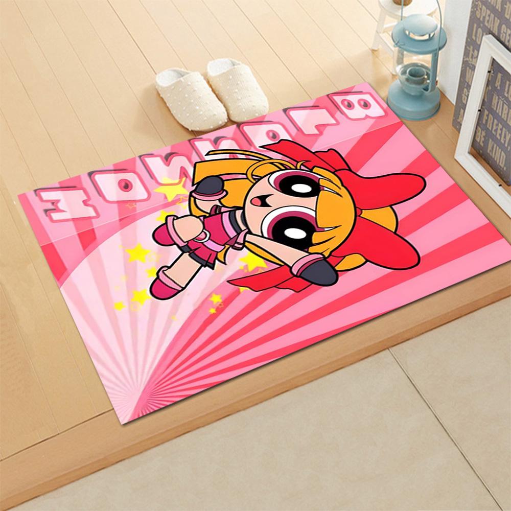 Powerpuff Girls Bubbles' Flight rug for living rooms, bedrooms, home décor, and as gifts.