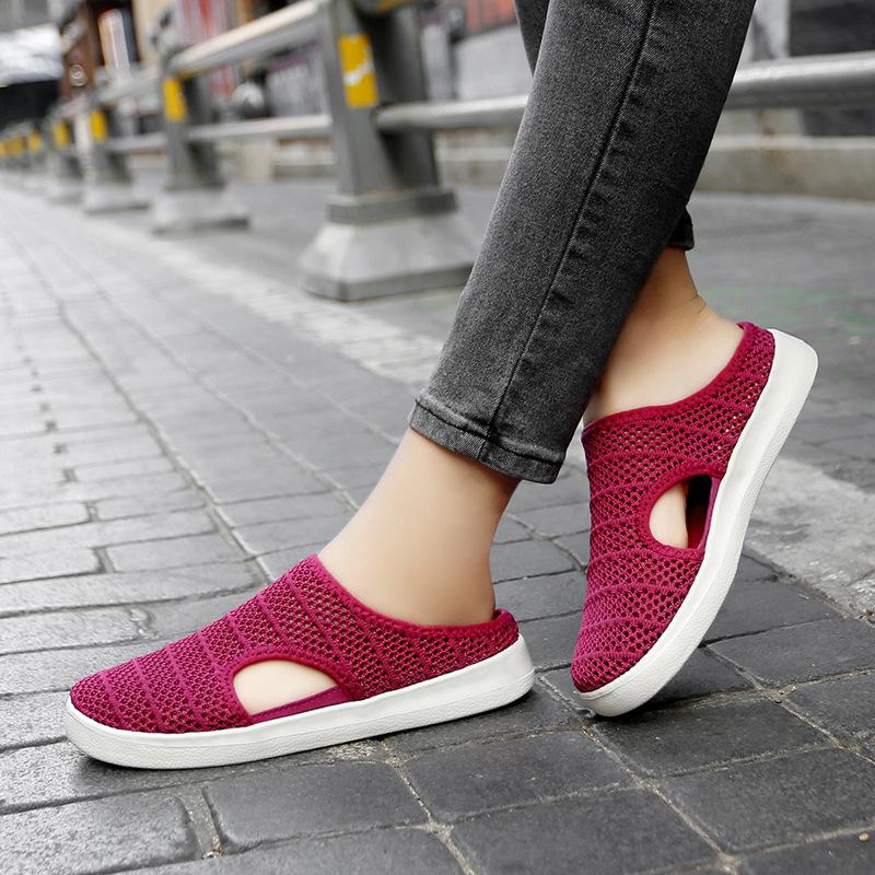 2025 New Spring and Summer Soft Sole Hollow Mesh Breathable Walking Shoes Women's Casual Single Shoes Fashion Trend