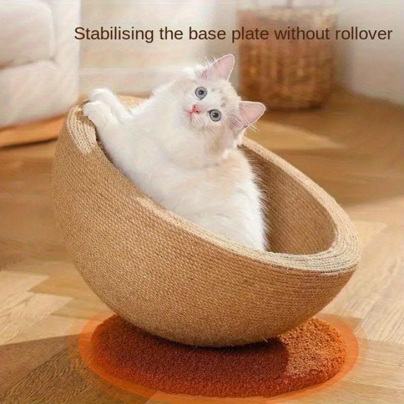 Durable Imitation Hemp Cat Scratching Board and Nest- Integrated Round Cat Scratcher and Claw Basin, Wear-resistant