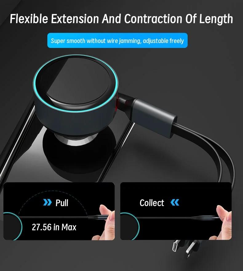New Fashionable Cigarette Lighter Plug 60W Stretchable Car Charger PD30W Fast Charging with Cable Telescopic Car Charger