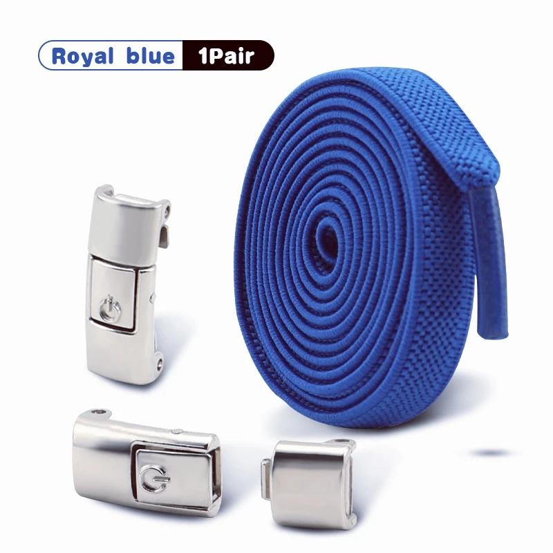 1/2Pair 8MM Flat No Tie Shoelaces Elastic Shoelace Metal Buckle Shoelaces Without Ties Sneakers Children Laces Shoe Accessories