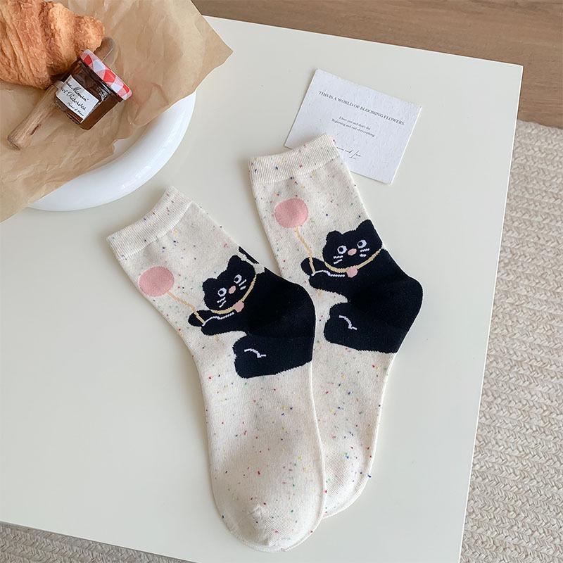 Women Socks Animal Cartoon Dog Lolita Kawaii Cute Socks College Style School Students Breathable Cotton Middle Tube Socks Gifts