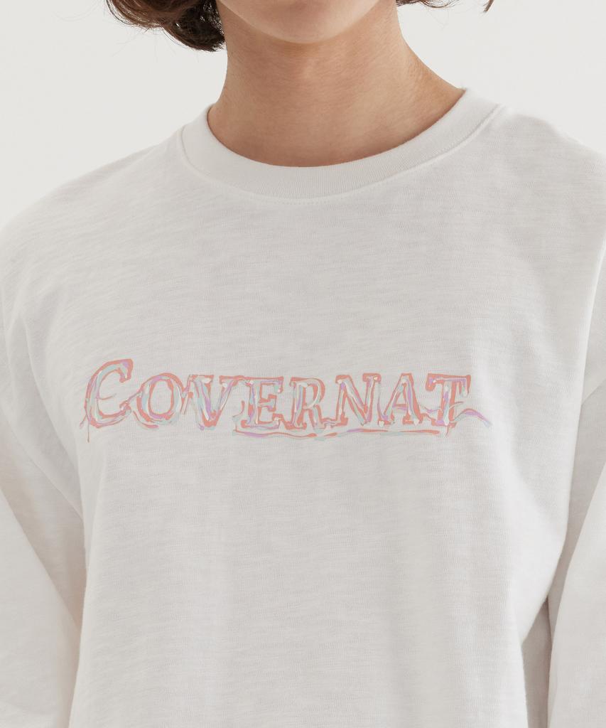 COVERNAT Slub Sketch Logo Graphic Long Sleeve White