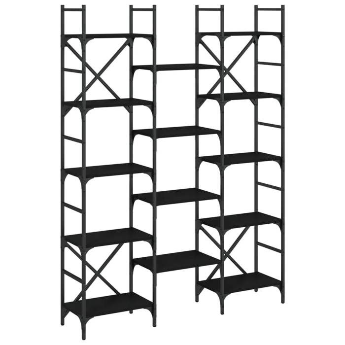 VidaXL Bibliothèque noir 127,5x28,5x172,5 cm bois d'ingénierie 838868