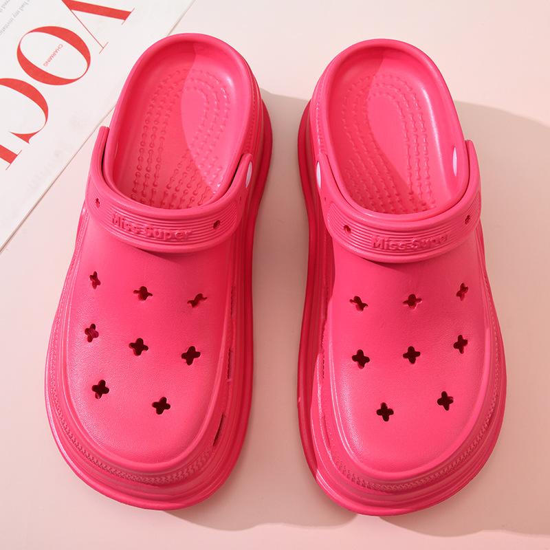 

Женские летние тапочки с дырочками для дома, нескользящие, дезодорирующие, для улицы, повседневные, износостойкие, сандалии высокой ценности 40-41 розы красного