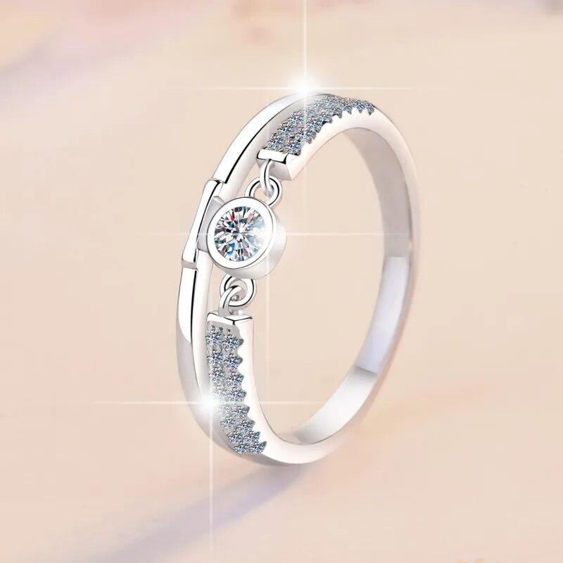 0,1CT 3mm Certificado Moissanite Anéis para Mulheres Meia Enternity Diamante Aliança de Casamento S925 Prata Esterlina Festa Jóias GRA