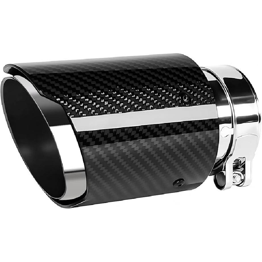 2.5"Inlet 3.5"Outlet Exhaust Tips Carbon Fiber Tailpipe Exhaust Pipe Tail Throat Tail Pipe Modification Parts GlossyBlack