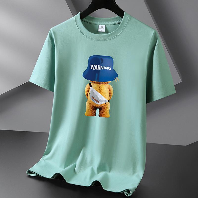 

Рюкзак Медведь, 10 цветов, футболка из чистого хлопка, мужская свободная футболка с круглым вырезом и короткими рукавами, большой размер S-6XL S светло-зеленый