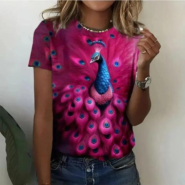 Summer Fashion Women's Animal 3D Printed T-shirt Comfortable Soft Breathable Loose Large Casual Sports Versatile Short Sleeve T-shirt
