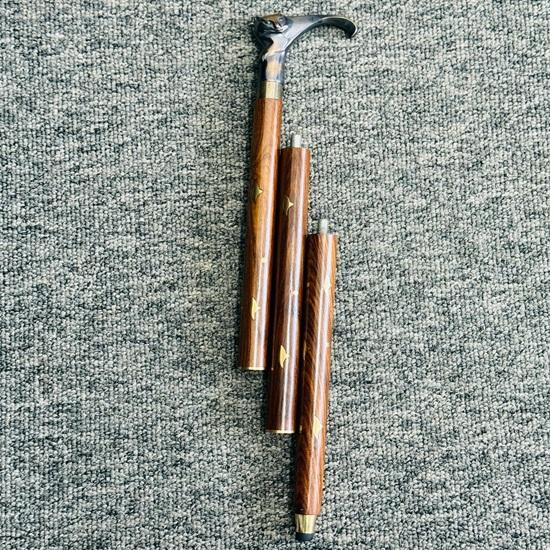 Unique Antique Wolf Head Handle Wooden Vintage Walking Stick Cane Gift Office London Seller