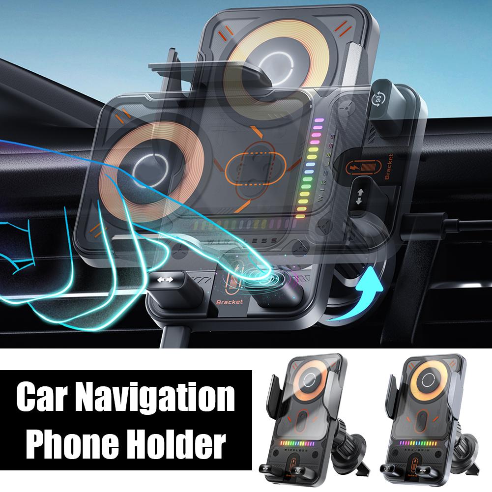 Car Wireless Charger Magnetic Auto Car Holder Phone Mount For Samsung Infrared Induction 15W Fast Charging Station