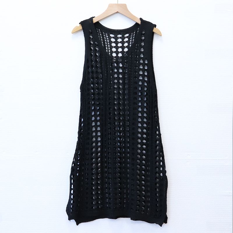 

Европейский и американский стиль вязаный пляжный отпуск бикини юбка жилет Black All yards