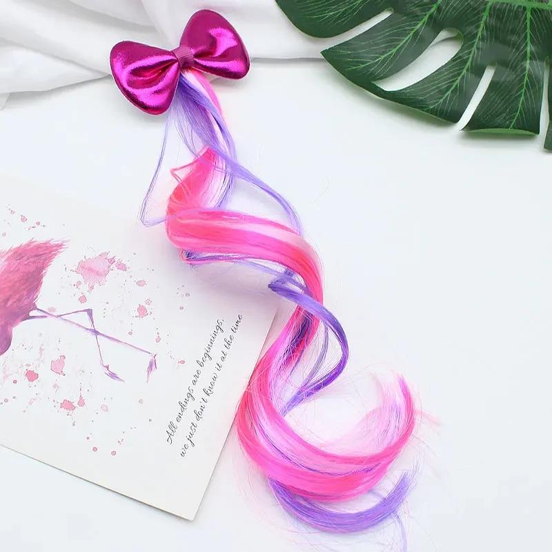 New Girls Bows Wig Hairpins Multicolour Hair Clips Headdress Ponytail Hair Ropes Baby Girls Headwear Braid Kids Gift Accessories