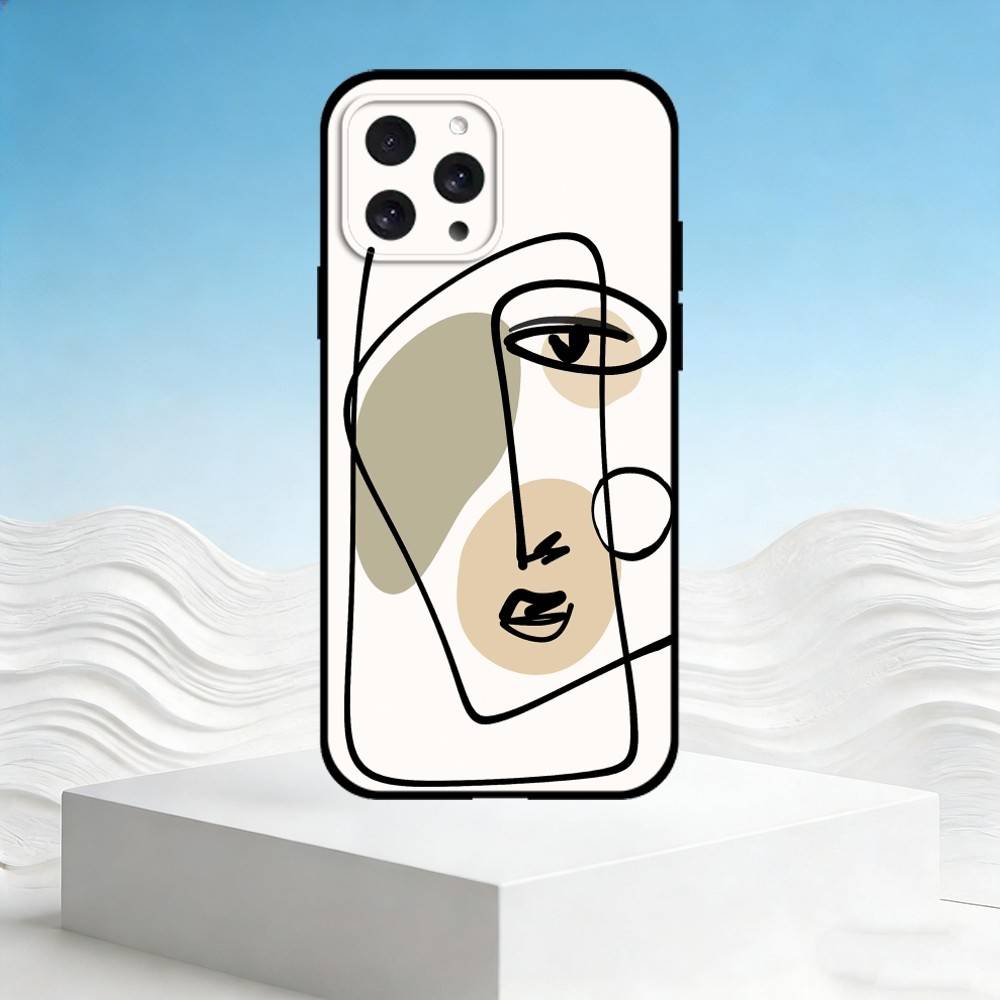M-Modern minimalist abstraction Phone Case For iPhone 17,16,15,14,13,12,11 Plus,Pro Max,SE4Soft Silicone Black Cover