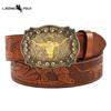 Vestlig Cowboybelte Vintage Taurus Preget Ungdom Klassisk Herre Unisex Punk Preget Lærbelte