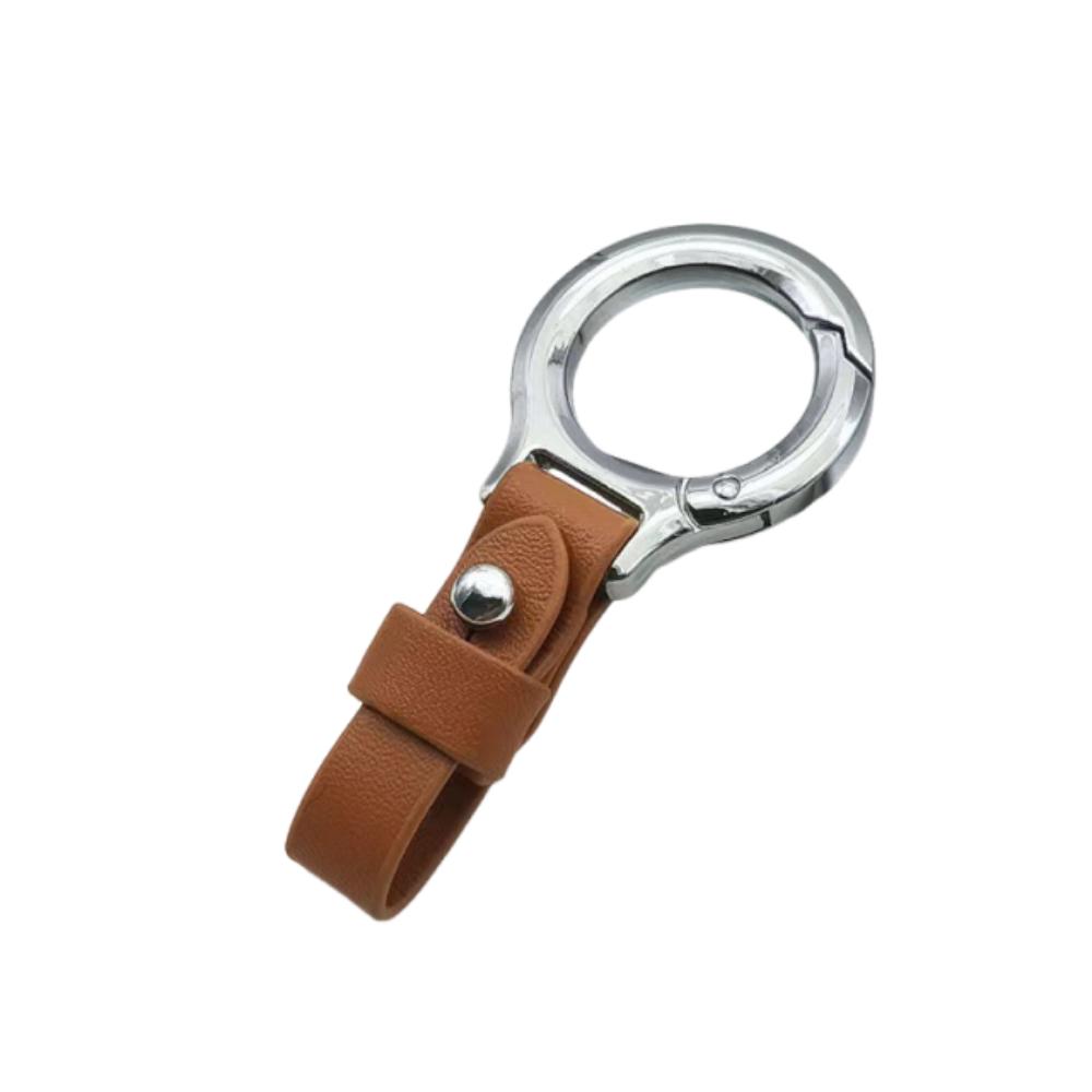 

Simple Leather Key Ring Portable Waist Hanging Keychain Bag Pendant Car Keychain for Men Women коричневый/серебряный