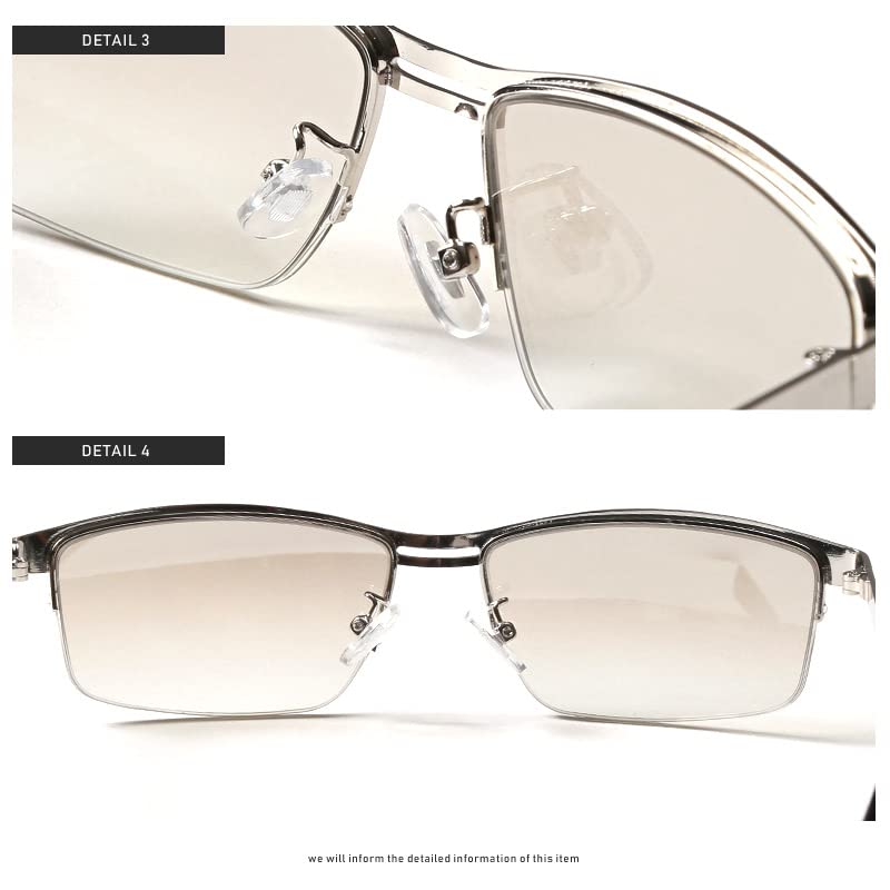 [Ragstyle] Square Mirror Sunglasses for Men and Women, Square Mirror Lens, UV Protection, Silver x Brown