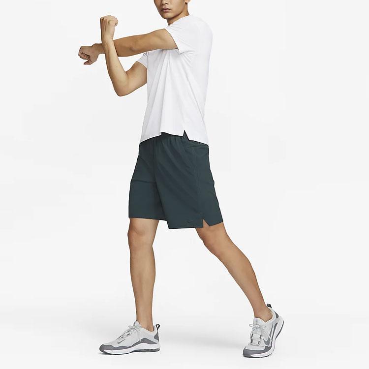 Nike Dri-FIT Unlimited Solid Mid-Waist Drawstring Straight Casual Shorts Men shorts Deep-Jungle-Green DV9331-328