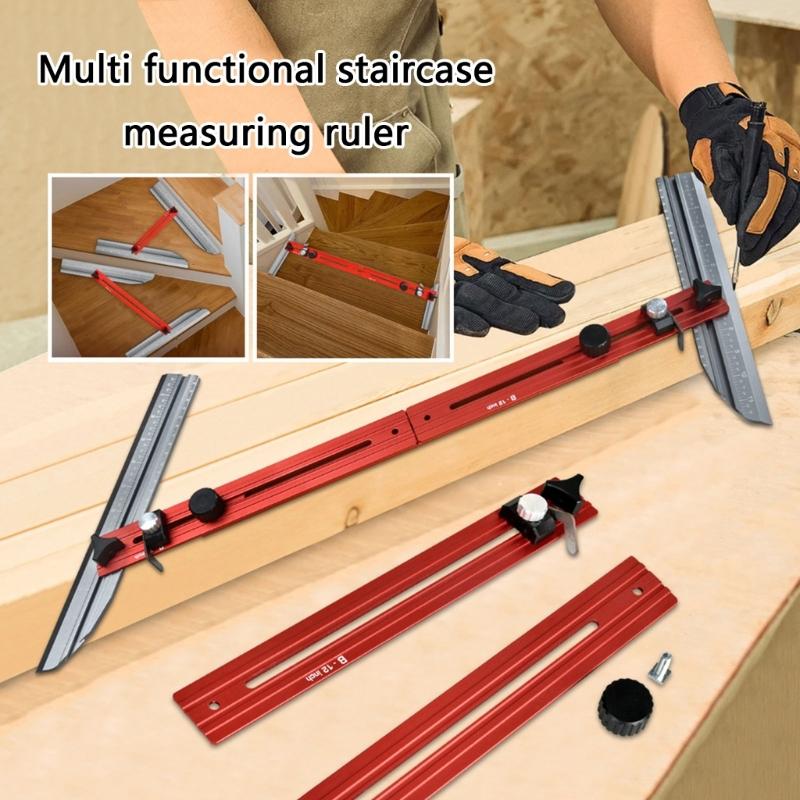 Foldable Aluminum Stair Treads Measuring Tool Multifunctional Stair Treads Template Tool Adjustable Stair Treads Gauge
