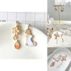 Boucles d'oreilles éventail style ancien Fleur de chat avec pompons asymétriques pour femmes