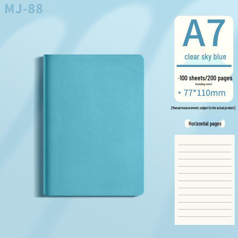 A7 Retro Leather Pocket Notebook - Thick, Portable Mini Diary небесно-голубой