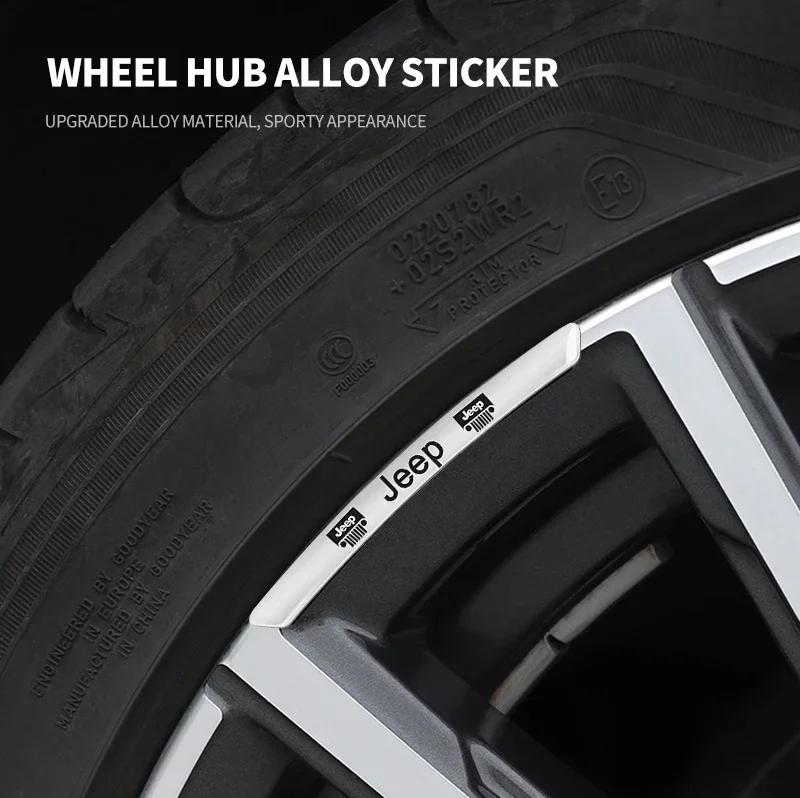 4Pcs Car Wheel Hub Badge Tire Rim 3D Stickers For Jeep Grand Cherokee Wrangler Gladiator Compass Renegade Wagoneer Avenger AKZ1