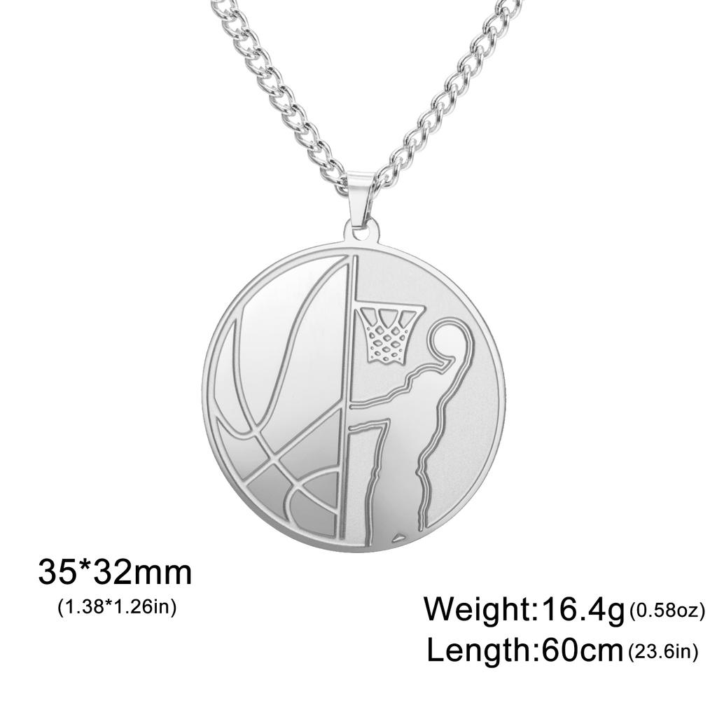 Lemegeton BasketBall Necklace For Boy Men's Hip Hop Sports Necklace Stainless Steel Gold Plated Vintage Baseball Sports Chain