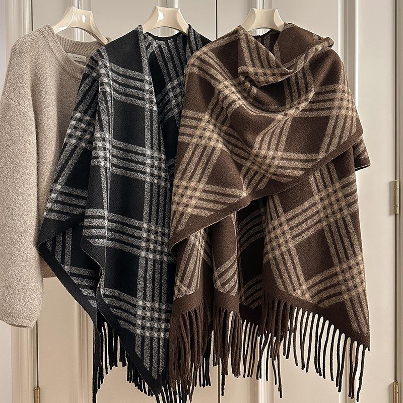 Vintage British Style Fringe Scarf For Women Winter Warm Shawl