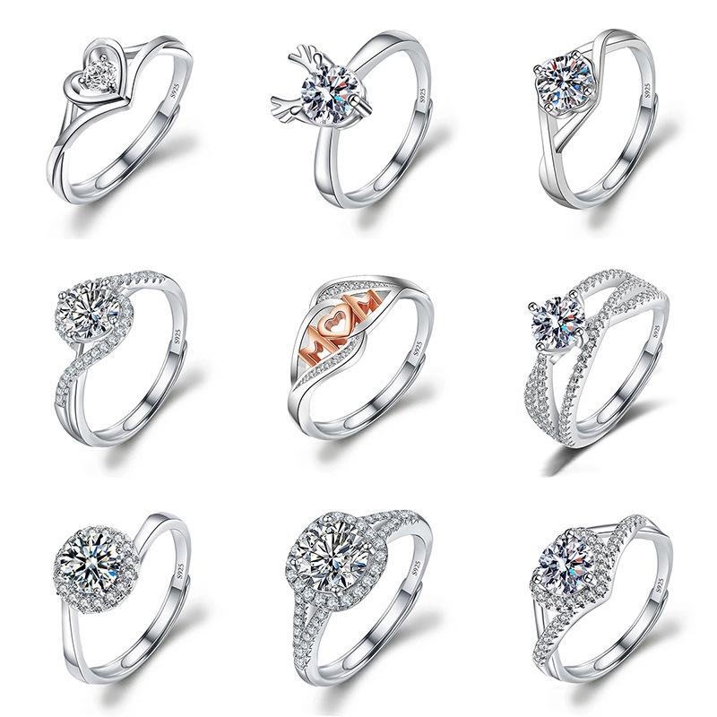 Imitation Diamond Ring For Women Girls Adjustable Opening Finger Ring Senior Exquisite Jewelry Wedding Bride Accessories