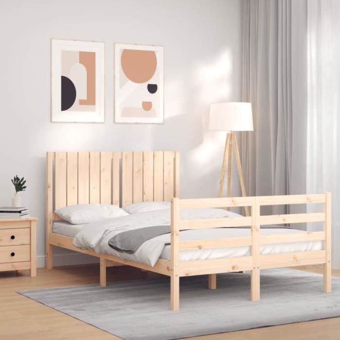 VidaXL Cadre de lit avec tête de lit 120x200 cm bois massif 3194761